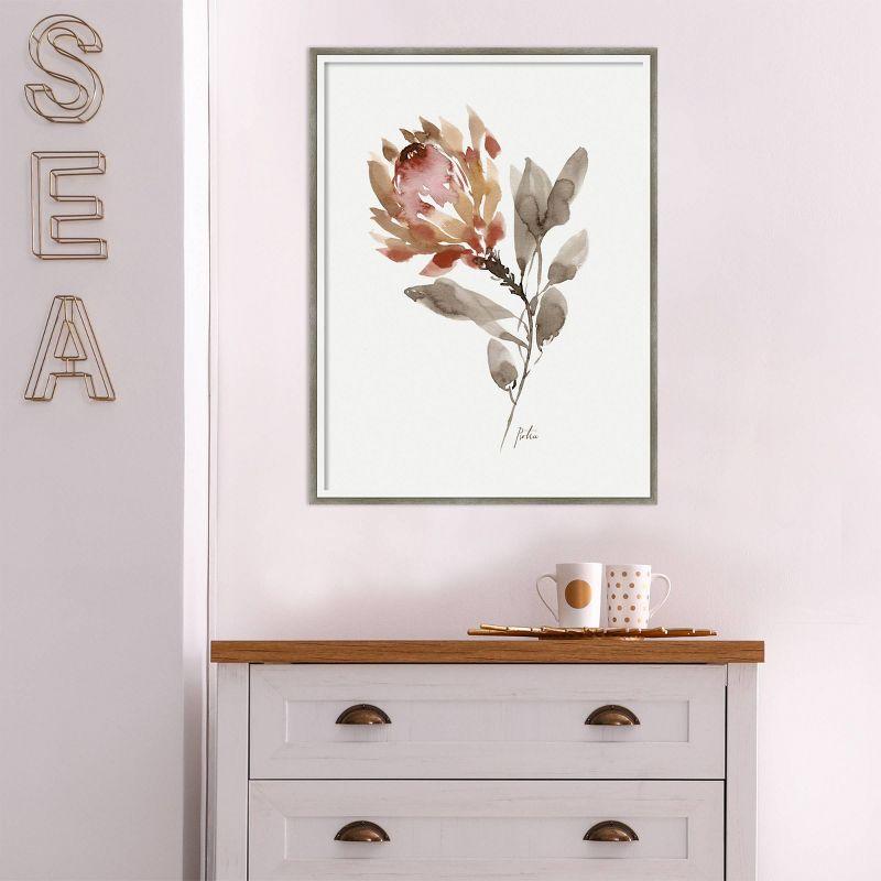 19" x 25" Wild King Protea by Sara Berrenson Wood Framed Wall Art Print - Amanti Art: Modern Botanical Lithograph, Hardwood Frame