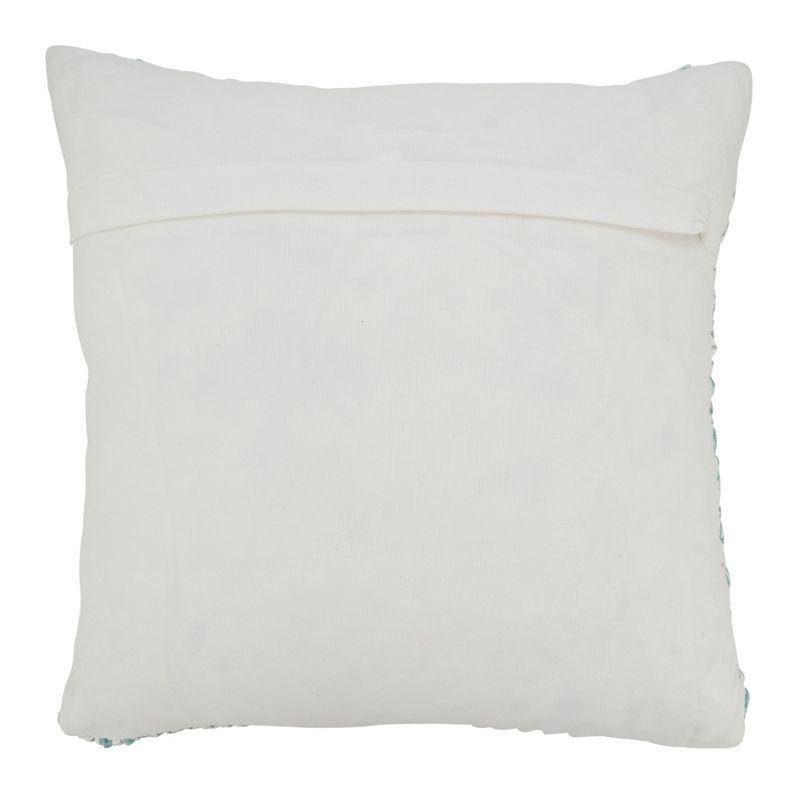 Zen Blue and White Raffia Poly Filled Outdoor Throw Pillow