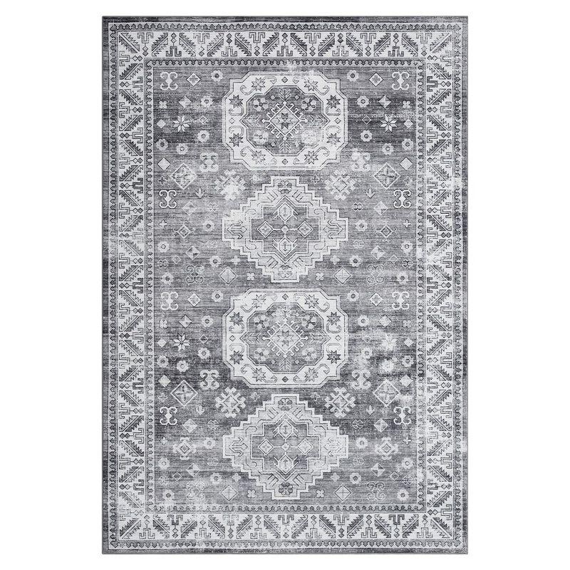 Gray 9' x 12' Vintage Distressed Washable Area Rug