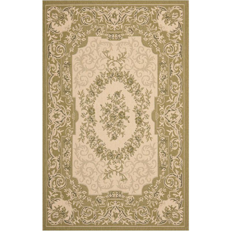 Courtyard CY7208 Power Loomed Indoor/Outdoor Area Rug - Cream/Green - 5'3"x7'7" - Safavieh.