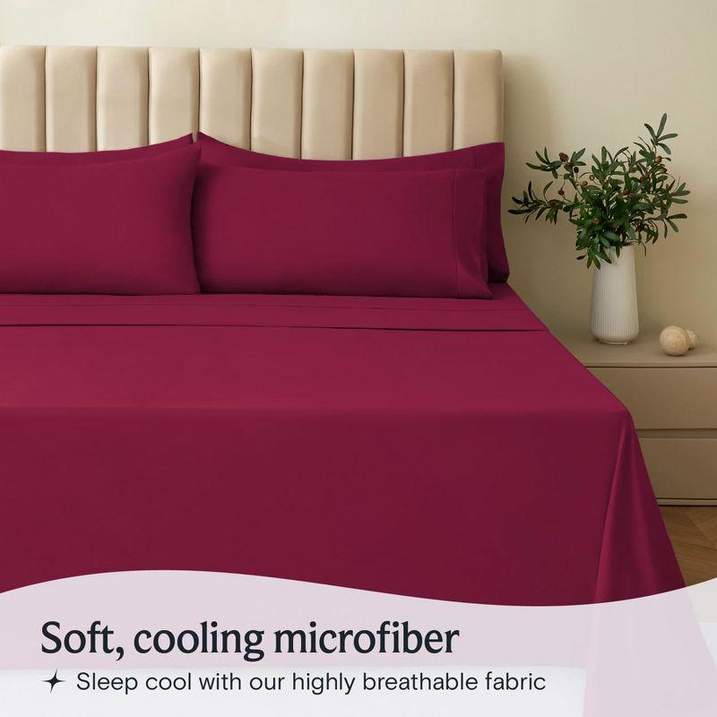 LuxClub 3 PC Burgundy King Silky Soft Cooling Deep Pocket Performance Sheet Set