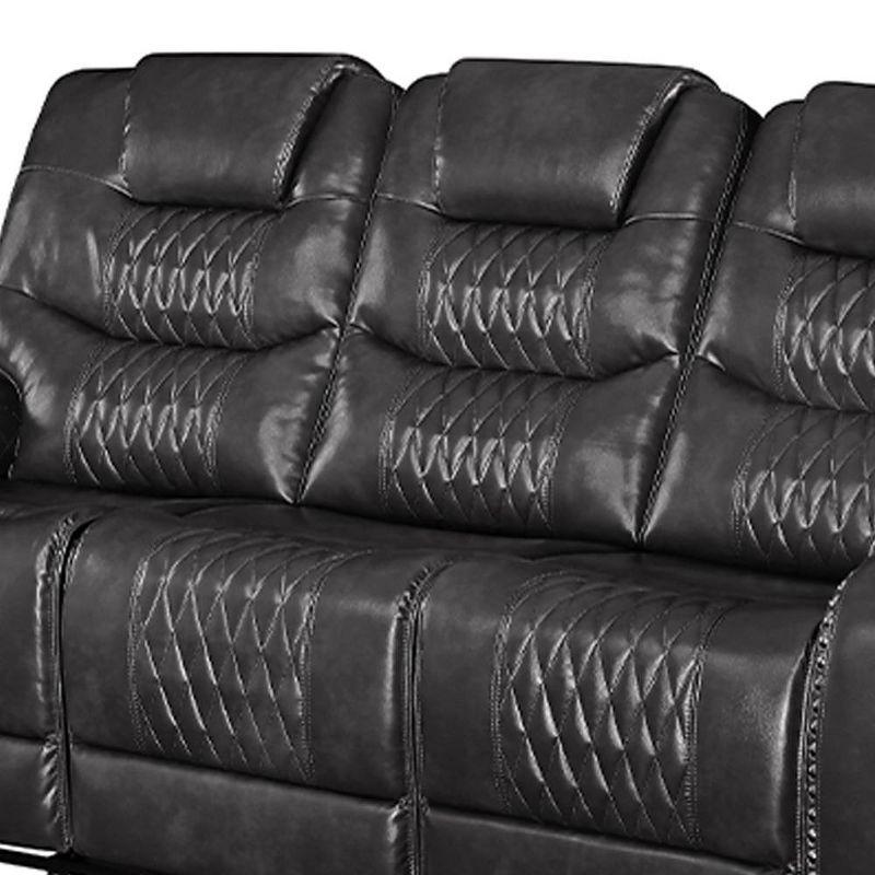 90" Braylon Sofa Magnetite PU - Acme Furniture: Reclining, Plush Cushioning, Includes 1 Pillow