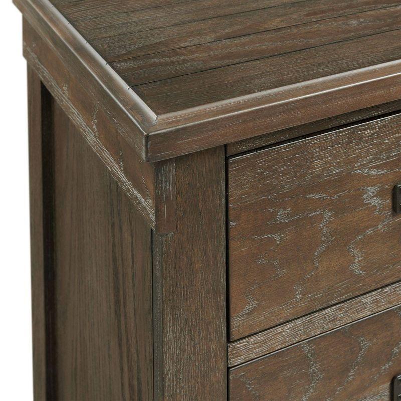 Walnut Rustic 3-Drawer Nightstand with USB Ports