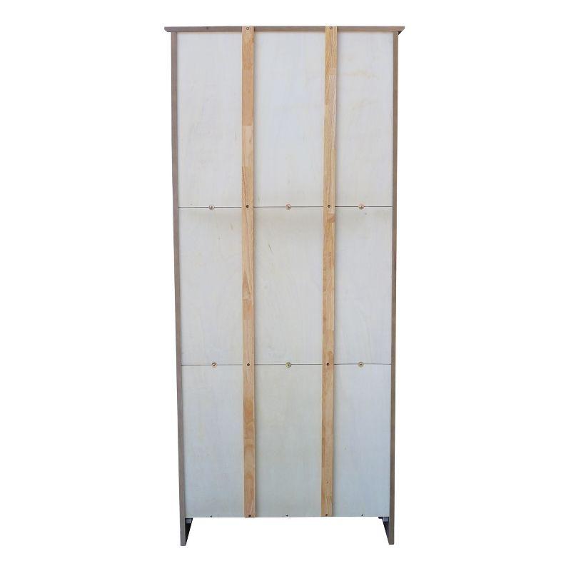 72" Shaker Bookcase Washed Gray/Taupe - International Concepts: Solid Wood, 5 Shelves, Mid-Century Design