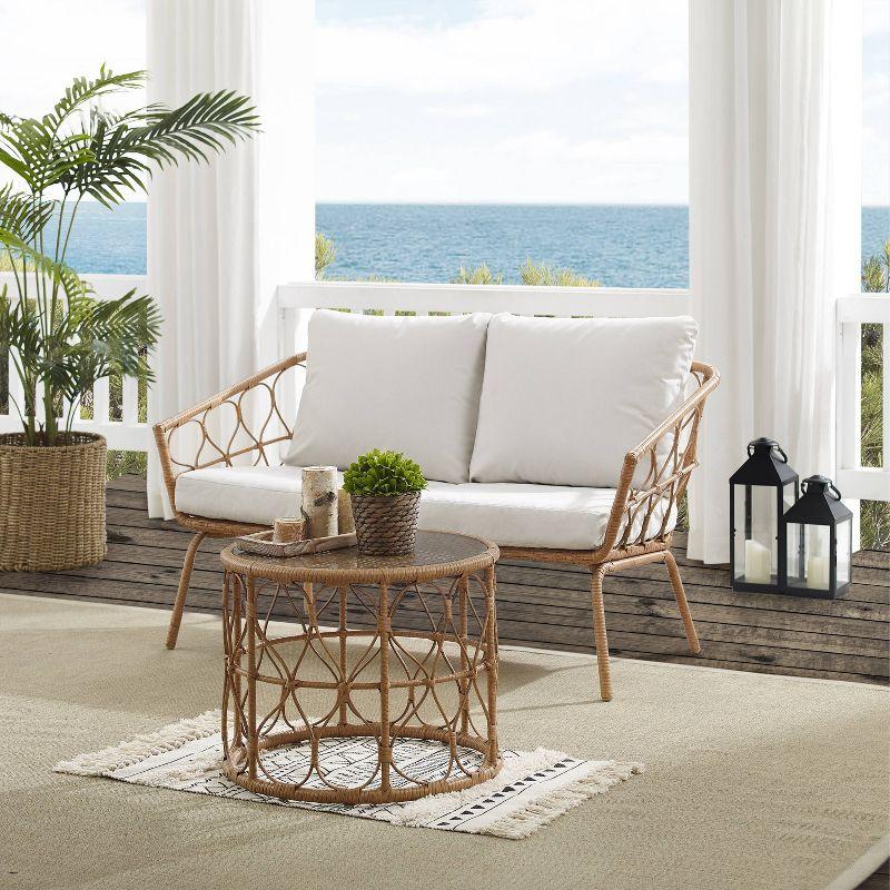 Juniper 2pc Outdoor Wicker Conversation Set: Steel Frame, Weather-Resistant - Crosley