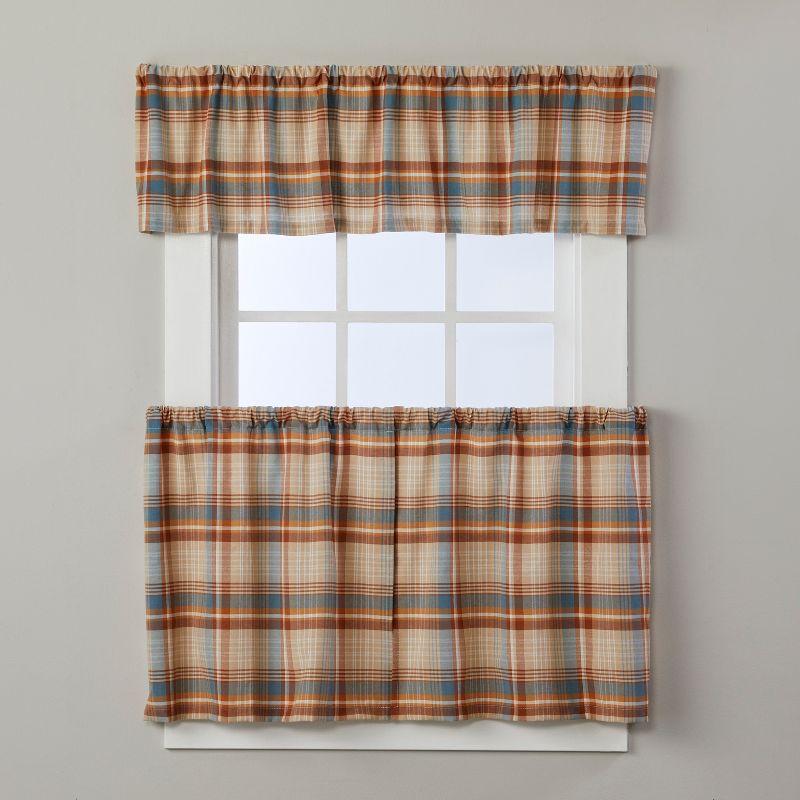 Plaid Tailored 58'' W Window Valance in