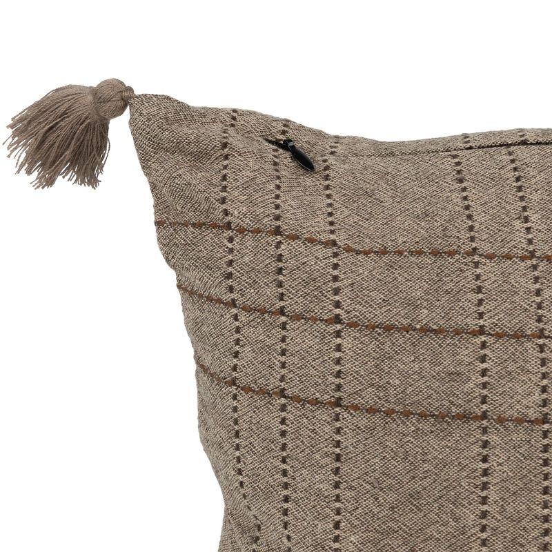 Northlight Dyed Yarn Rectangular Throw Pillow with Tassels - 18" - Tan