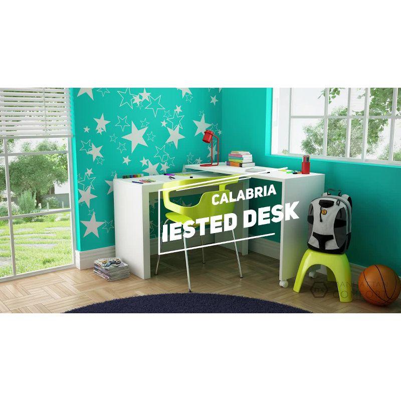 Calabria Nested Desk White - Manhattan Comfort: L-Shaped, Home Office, Kid's Room, MDP Material, No Storage