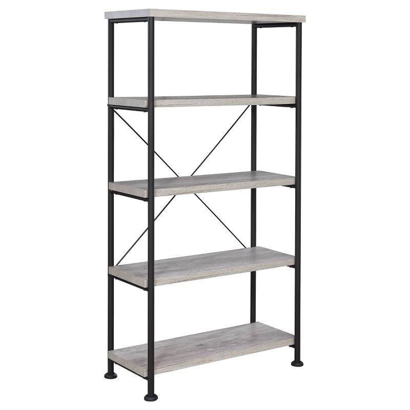 Analiese Gray Driftwood and Black 4-Shelf Bookcase