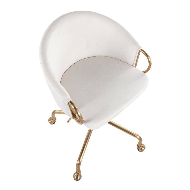 Claire Velvet Task Chair with Gold Armrests & Base, Adjustable Height - LumiSource