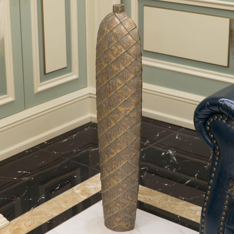 Uniquewise 37-inch-tall Cylinder Antique Floor Vase – Modern Living Room Decor - Ceramic Rustic Elegant Home Accent with Vintage Charm