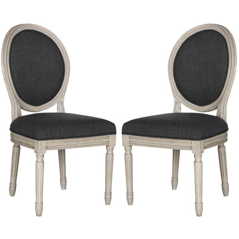 Holloway 19" H French Brasserie Oval Side Chair (Set of 2) - FOX6228 - Charcoal/Grey - Safavieh Couture