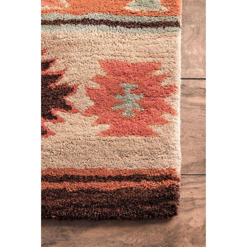 Handmade Tufted Southwestern Beige Wool 4'x6' Area Rug