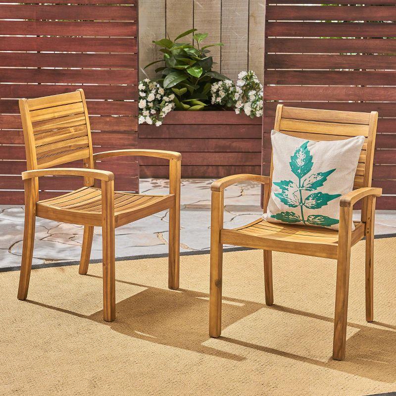 Lark Manor™ Acacia Wood Outdoor Dining Chairs [Set Of 2]