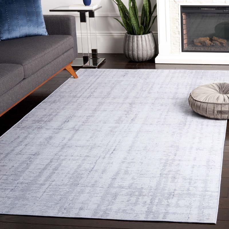 Light Grey Polyester Machine Washable Area Rug 3' x 5'