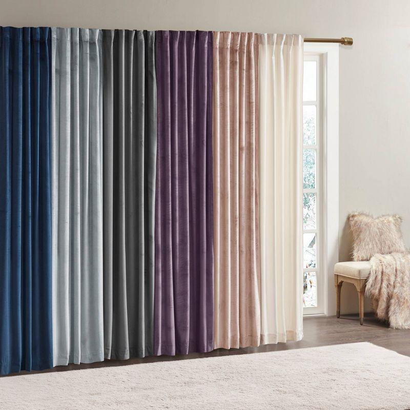 Set of 2 Bryce Poly Velvet Room Darkening Curtain Panels