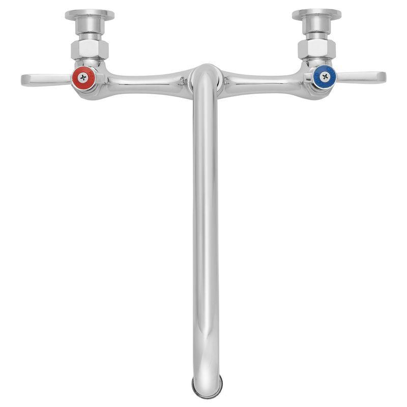 GRIDMANN Commercial Wall Mount Sink Faucets, 8" Centers with Swivel Spouts, NSF, Dual Lever Handles, Brass Construction, Chrome Polished Finish