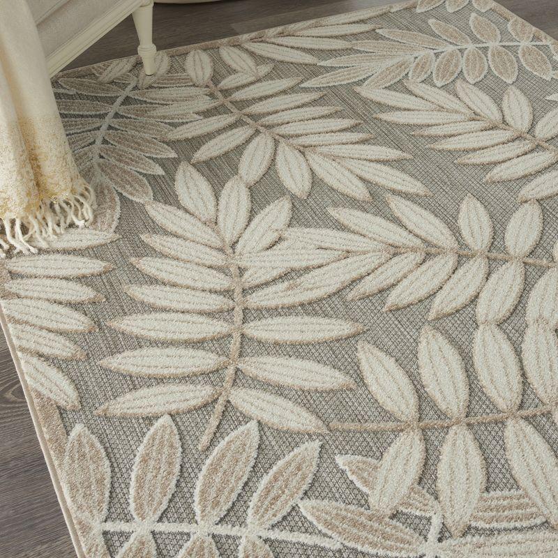 Nourison Aloha Floral Leaf Flatweave High-Low Indoor Outdoor Area Rug Natural 3'6" x 5'6"