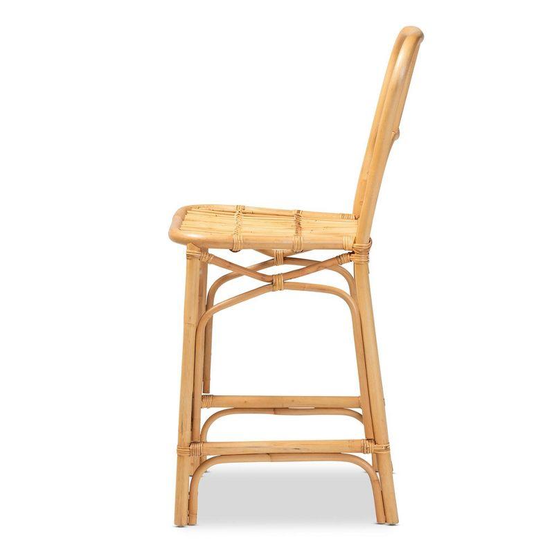Ivora Rattan Counter Height Barstool Natural/Brown - bali & pari: Bohemian Style, Fixed Seat 24.5", No Assembly Required