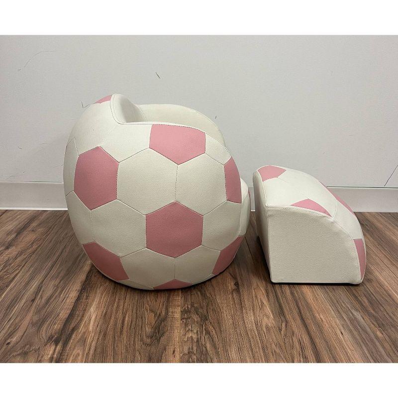 Upholstered Soccer Ball Kids' Chair with Pull out Ottoman Pink/White - Gift Mark: Active Sitting Chair, Faux Leather