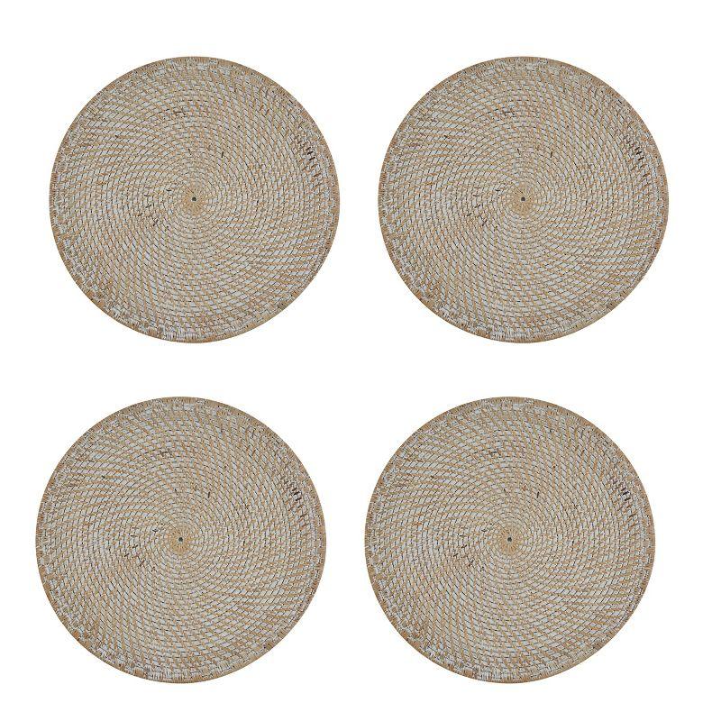 Split P White Rattan Charger Set of 4