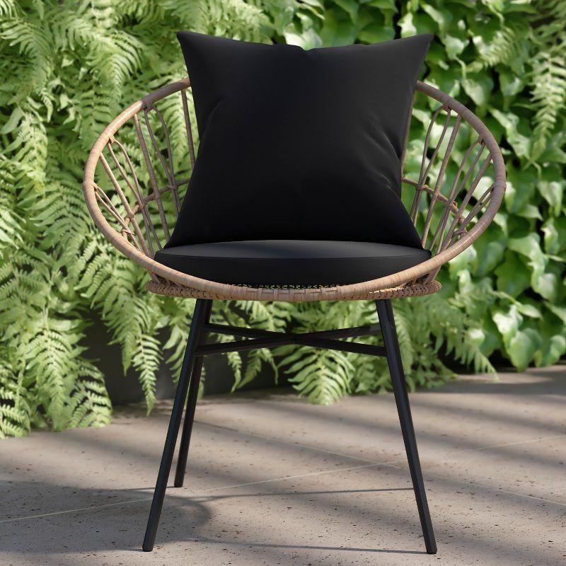 Flash Furniture Devon Set of 2 Indoor/Outdoor Modern Papasan Style Rattan Rope Patio Chairs, PE Rattan with Cushions