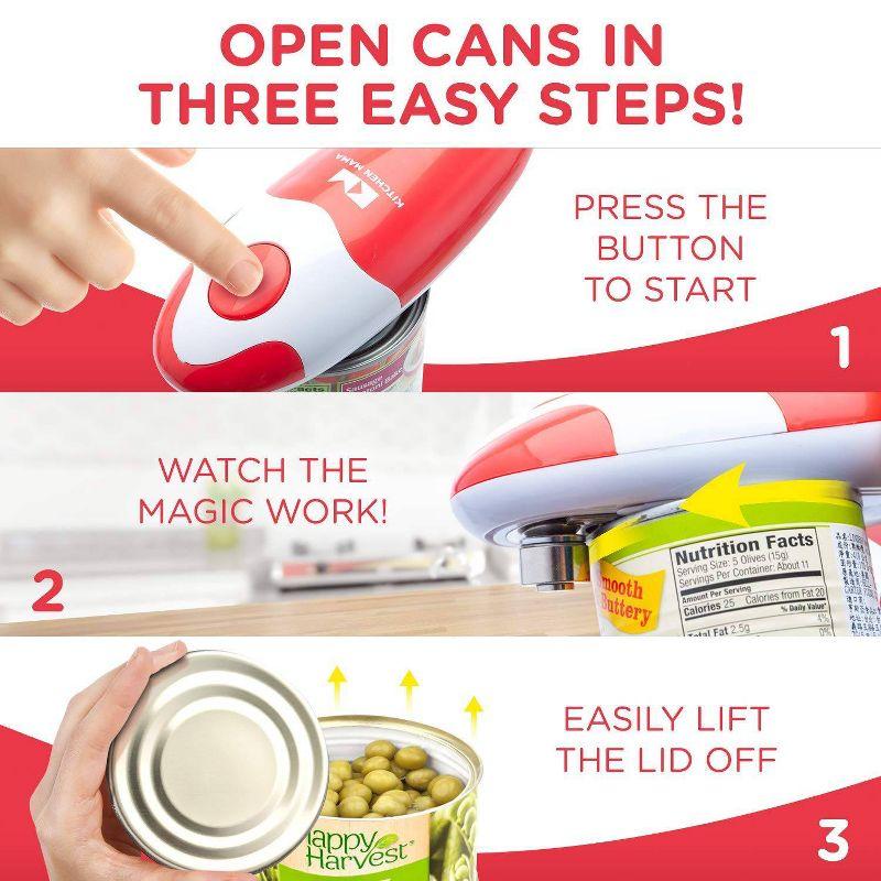 Red and White Electric Handheld Can Opener