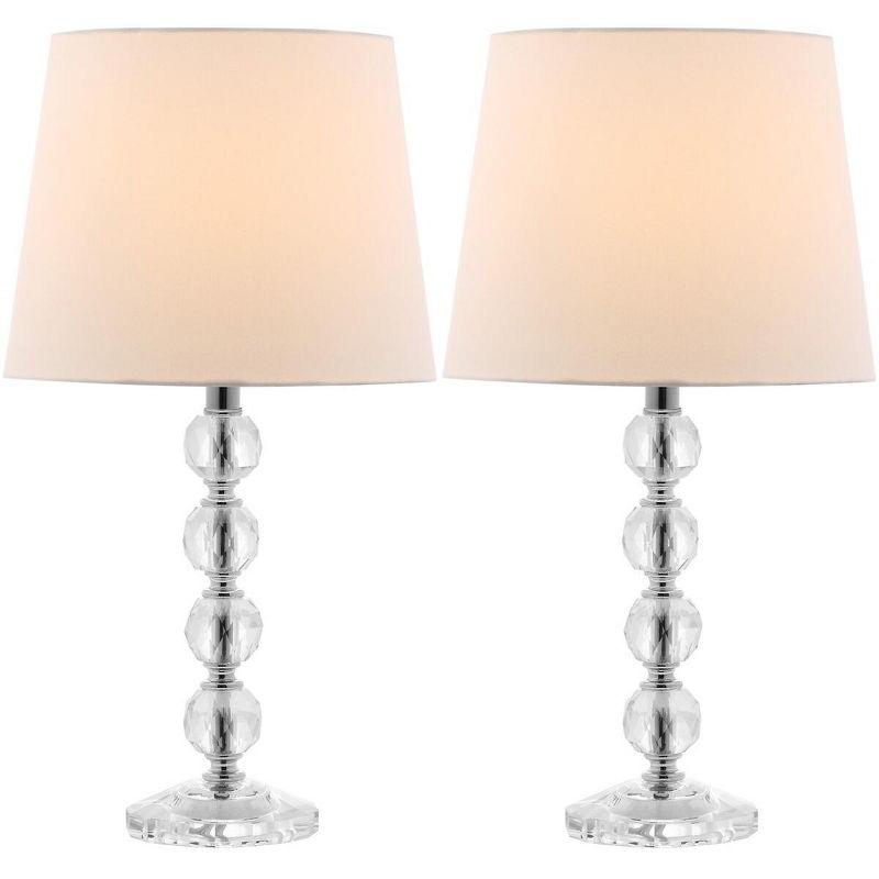 Nola 16" Clear Crystal Ball Table Lamp Set with White Shades