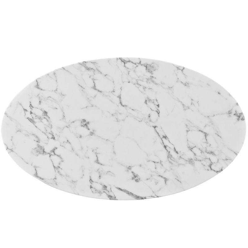 Modway 48" Lippa Oval Artificial Marble Dining Table White: Faux Surface, Pedestal Base, Seats 4