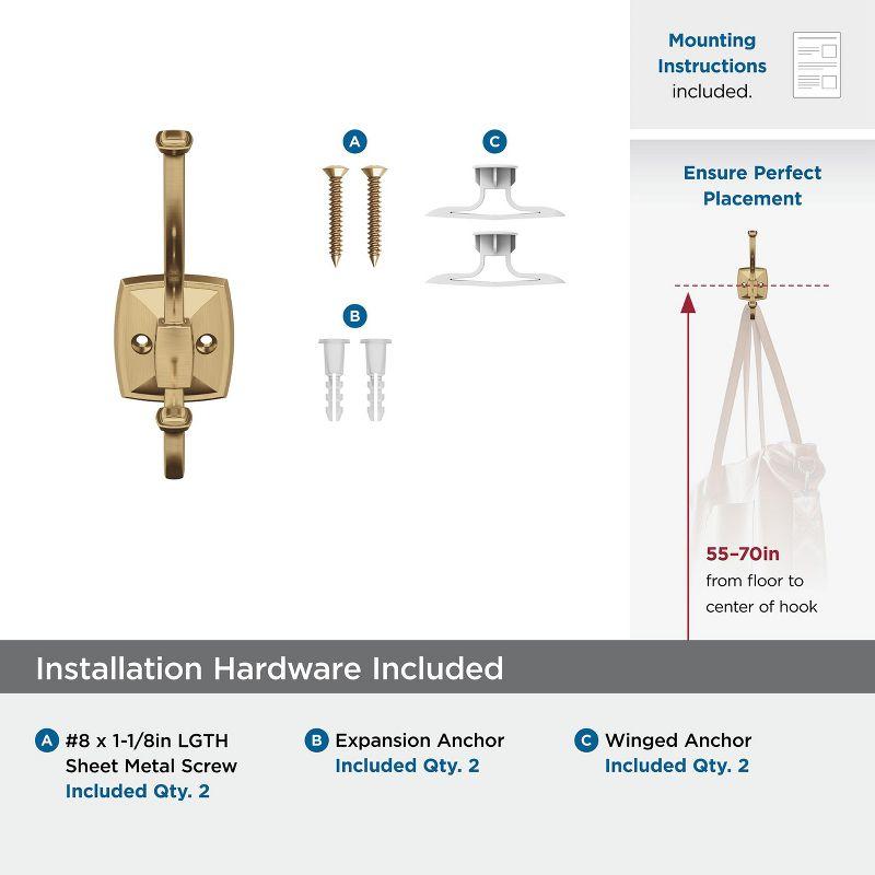 Kinsale Transitional Double Prong Decorative Wall Hook
