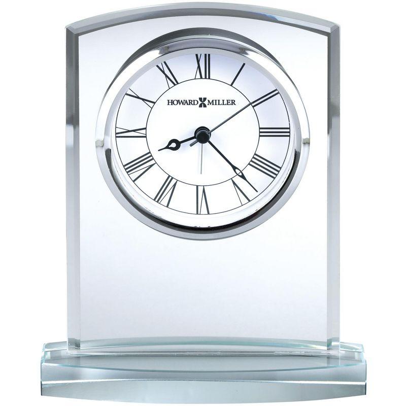 Howard Miller® Talbot Glam Roman Numeral Crystal Quartz Movement / Crystal Tabletop Clock with Alarm in Clear/White/Silver