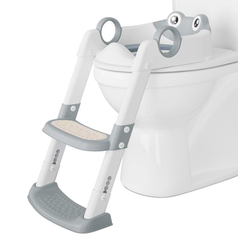 Wrought Studio™ Potty Training Seat, with Step Stool Ladder for Toddlers, Anti-Slip Safe Pads Adjustable Height Legs
