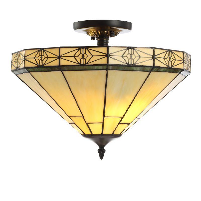 Elegant Tiffany-Style 16" Cream Glass LED Ceiling Light