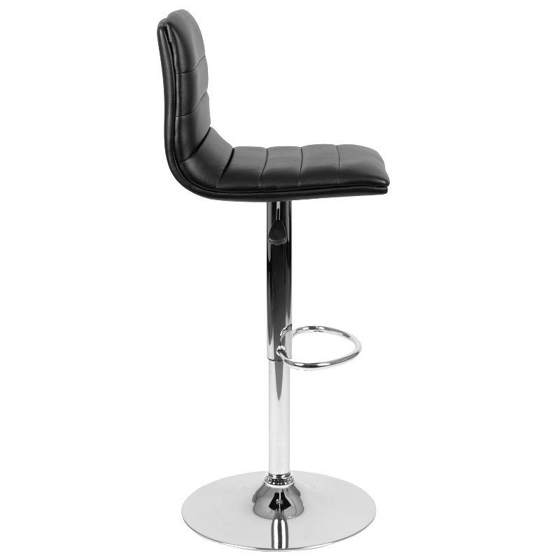 Flash Furniture Modern Black Vinyl Adjustable Bar Stool with Back, Counter Height Swivel Stool with Chrome Pedestal Base