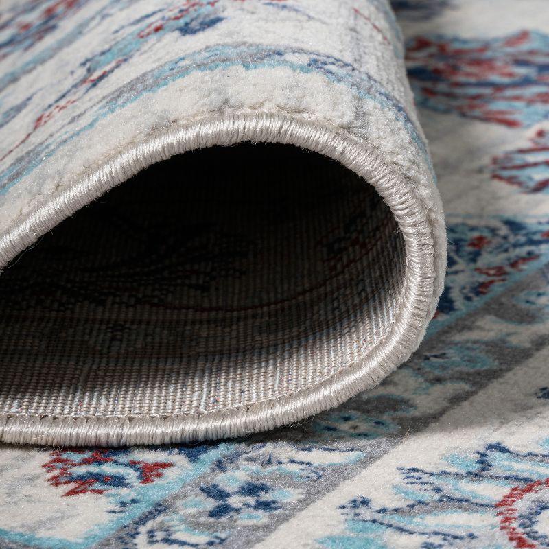 3' X 5' Modern Persian Vintage Moroccan Traditional Area Rug, Ivory/Blue/Red - JONATHAN Y