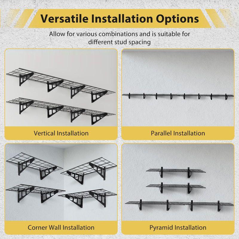 Garvee 2-Pack 1x6ft Garage Wall Shelving, Garage Storage Wall Garage Shelves for Wall Storage, 600lbs Load Capacity, 12-inch-by-72-inch