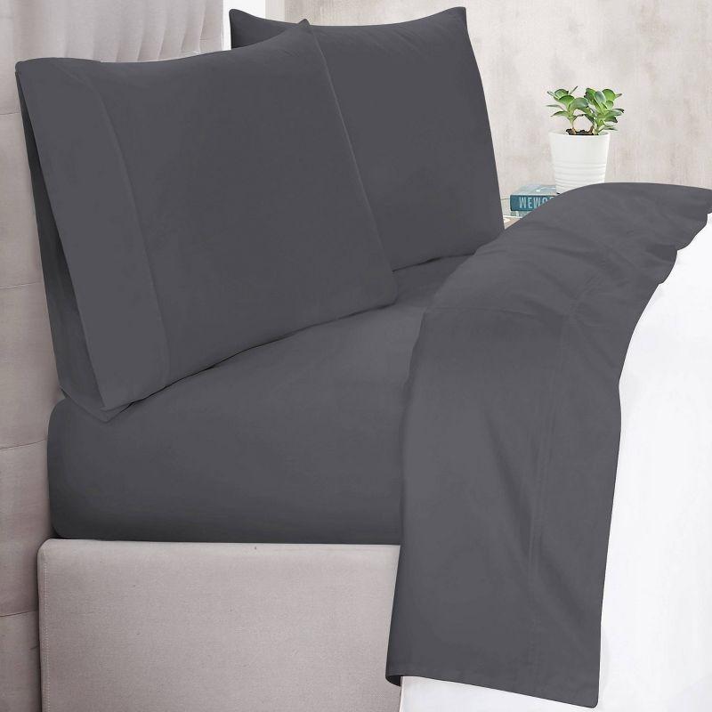 Twin Dark Grey Cotton Sateen 2-Piece Sheet Set