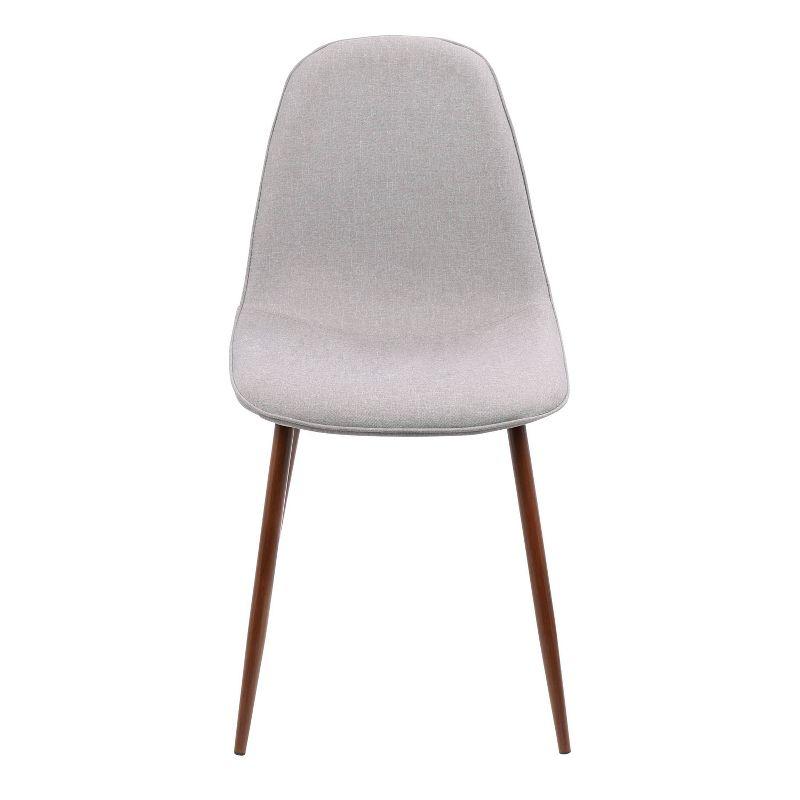 Set of 2 Pebble Mid-Century Modern Dining Accent Chairs Walnut/Light Gray: Upholstered Metal Frame - LumiSource