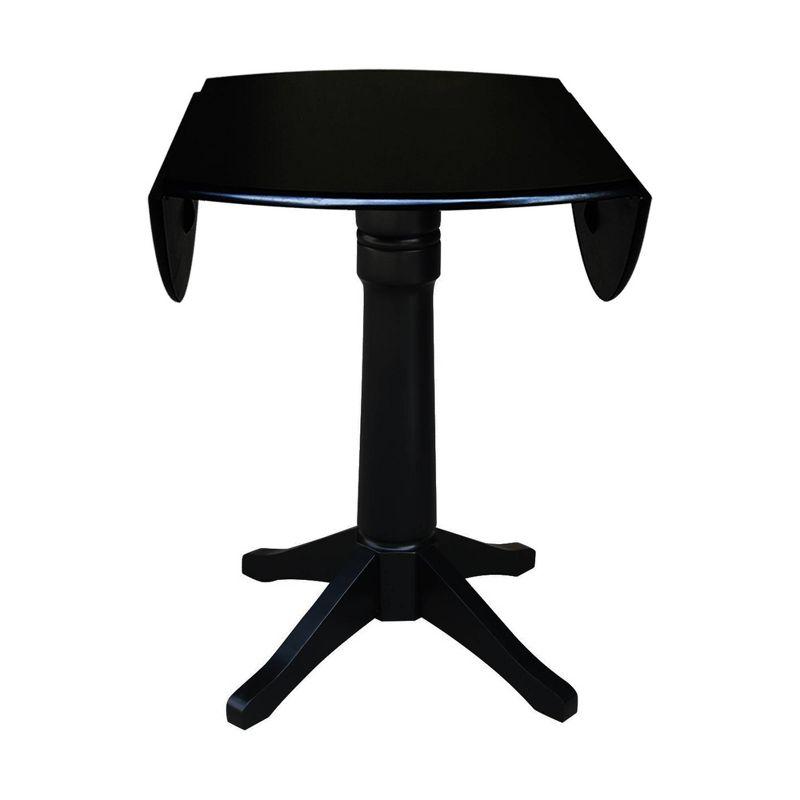 Elegant 45" Round Black Wood Dual Drop Leaf Counter Height Table