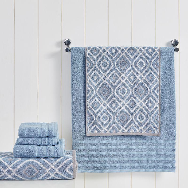 Blue Geometric Egyptian Cotton 6-Piece Towel Set