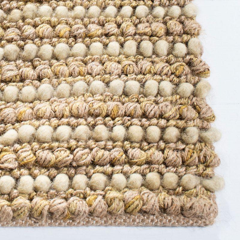 Hand-Knotted Beige/Multi Wool Cotton Square Rug, 2' x 3'