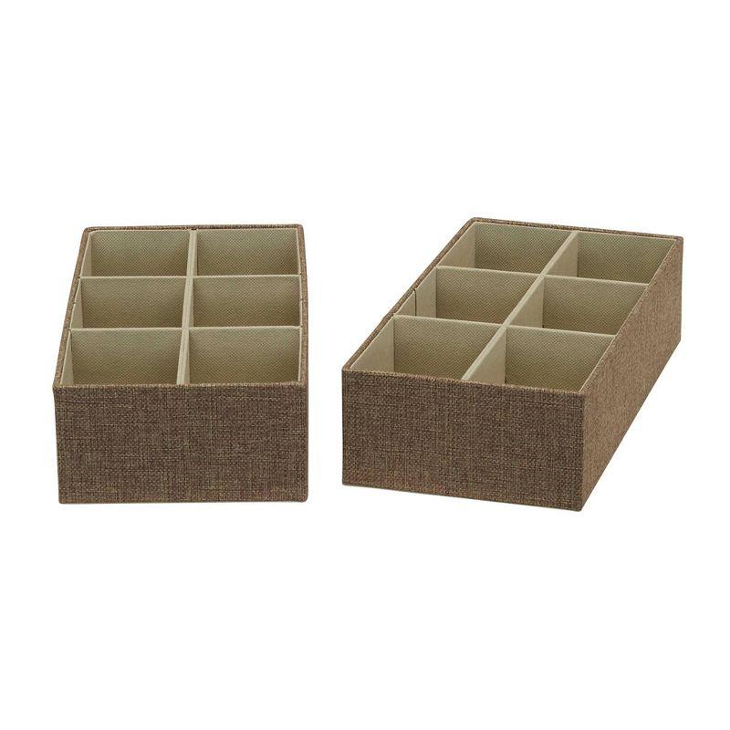 Household Essentials 3pc Drawer Organizer Set Latte Linen: Stackable Storage Boxes, Hard Sided, Light Brown, 12.6"x12.6"