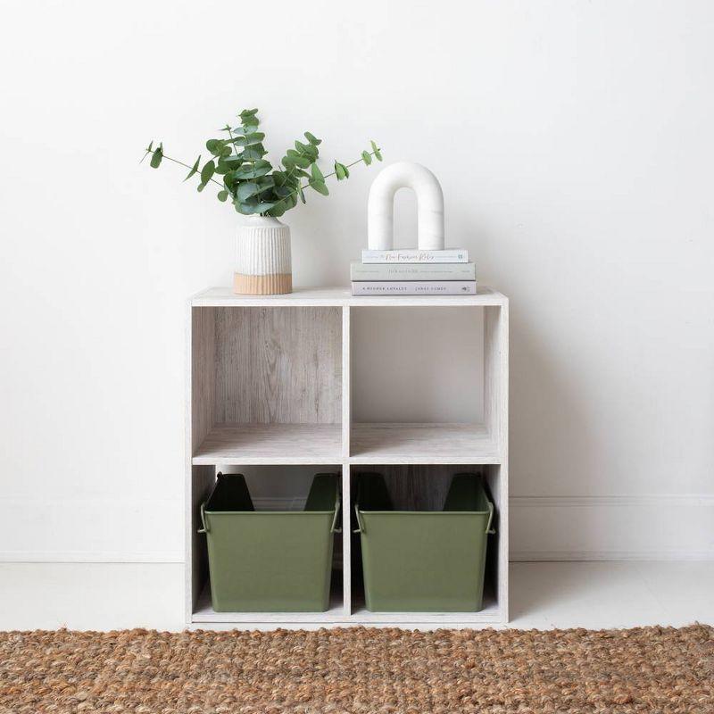 Signature Design by Ashley 23.82" Paxberry 4 Cube Organizer Whitewash: Modern Laminated Bookshelf, Storage Display