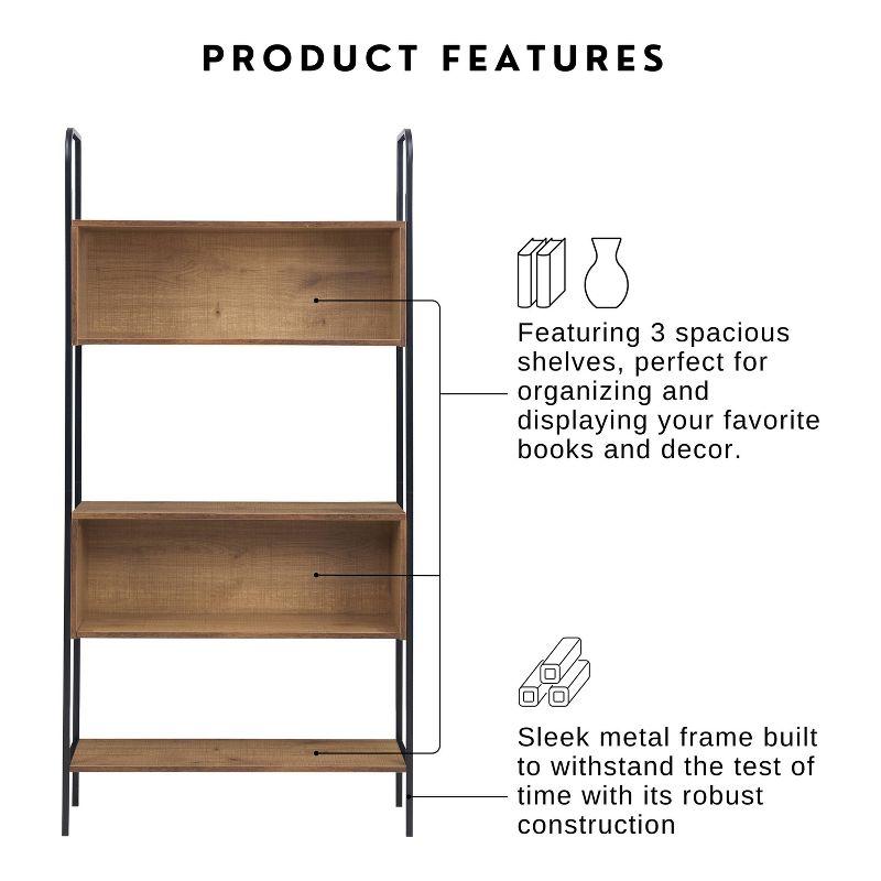 24/7 Shop At Home 66.75" Genifa Bookcase with 5 Shelves Distressed Oak