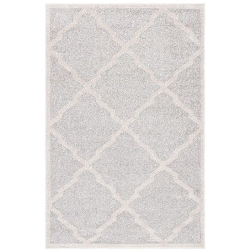 Gray and Beige Rectangular Hand-knotted Synthetic Area Rug 6' x 9'