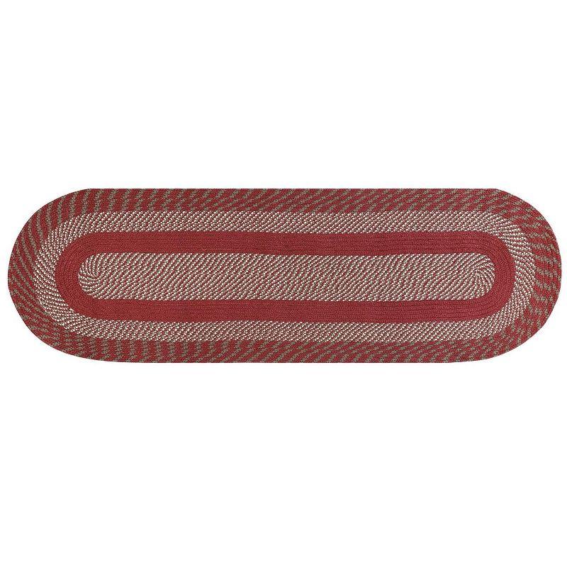 24" x 72" Newport Braid Collection Barn Red 100% Polypropylene Stripe Pattern Reversible Indoor Utility Runner Rug  - Better Trends