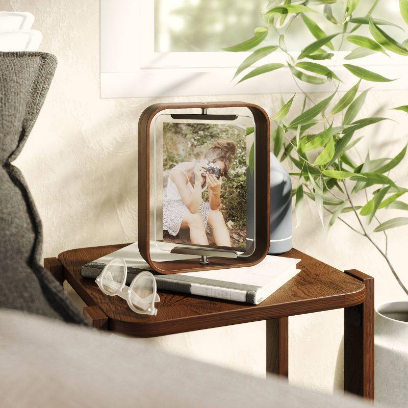 Aged Walnut 360-Degree Rotating Double-Sided Tabletop Frame