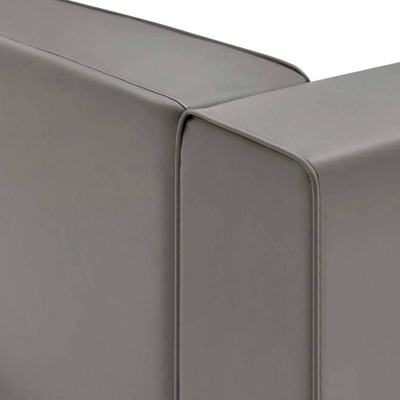 Mingle Vegan Leather Right Armchair Gray - Modway: Contemporary Modular Lounge Furniture, No Assembly Required