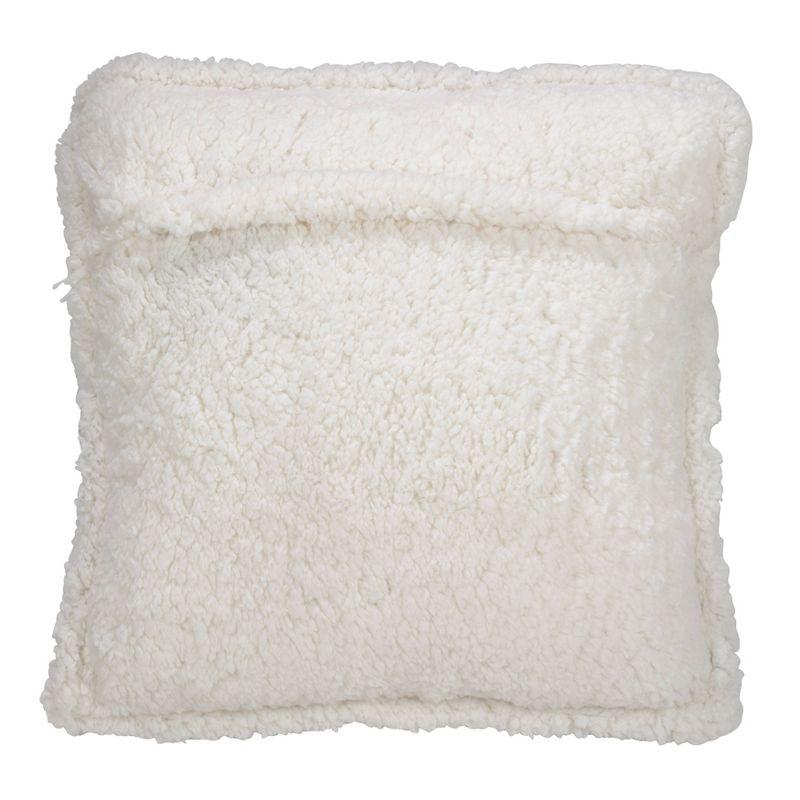 18"x18" Poly Filled Sequin & Faux Shearling Square Throw Pillow Silver - Saro Lifestyle: Modern Indoor Decor, Zipper Closure