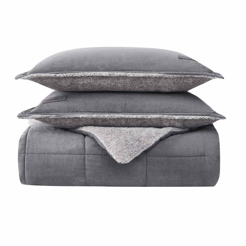 Full Gray Reversible Cotton Down Alternative Comforter Set